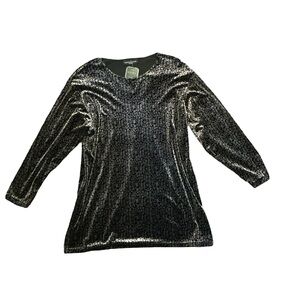 Impressions Black and Silver Patterned Top